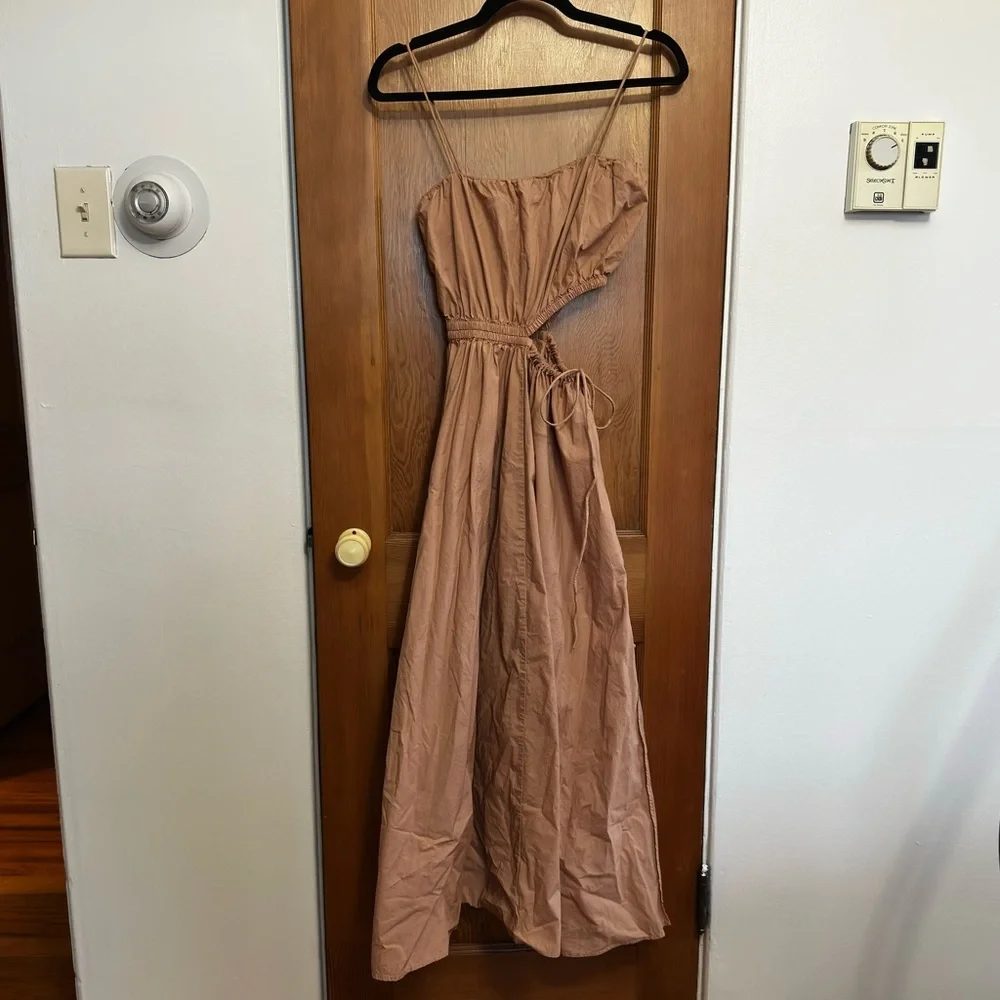 j.crew side cut-out 100% cotton poplin maxi dress